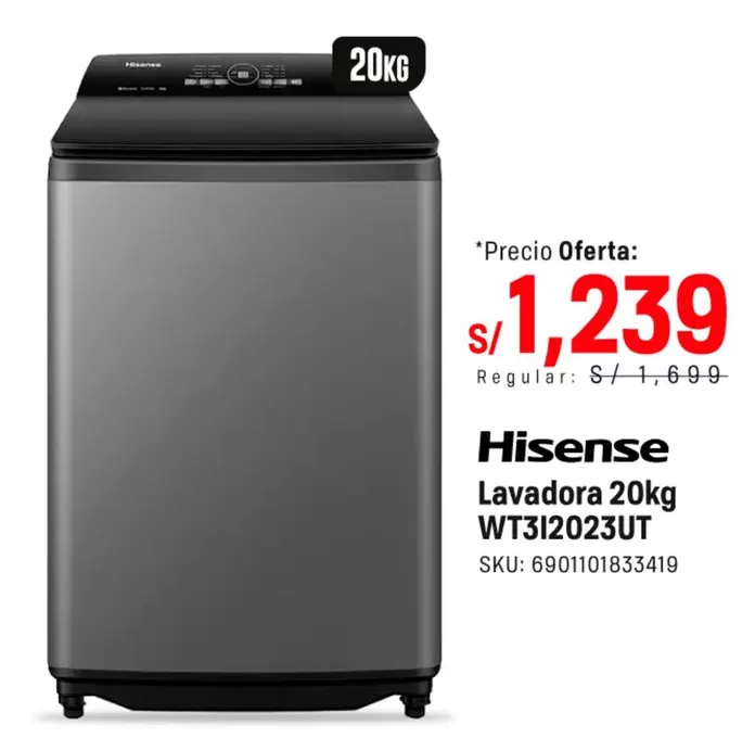 Hisense - Lavadora 20kg WT312023UT