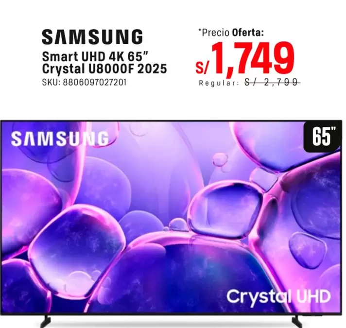 Samsung - Smart UHD 4K 65" Crystal U8000F 2025
