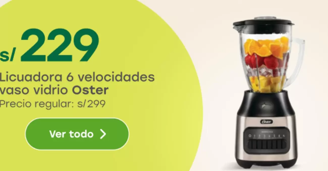 Oster - Licuadora 6 velocidades vaso vidrio