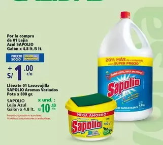 Sapolio - Lejia Azul, Lavavajilla Aromas Variados