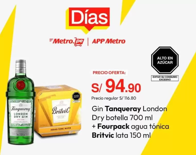 Tanqueray - Gin London Dry botella 700 ml + Fourpack agua tónica lata 150 ml