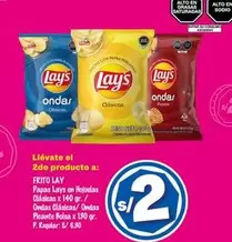 Frito Lay - Papas Lays en Hojoelas Clásicas / Ondas Clásicas/Ondas Pleante Bolsa