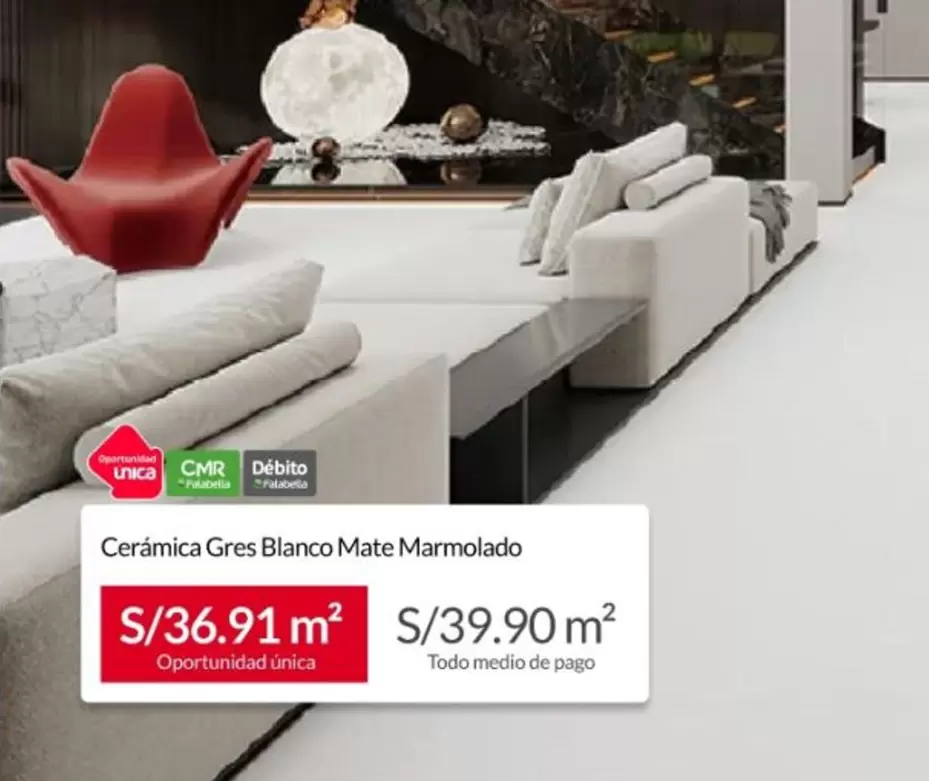 Cerámica Gres Blanco Mate Marmolado