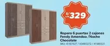 6 puertas 2 cajones Fendy Amendoa/Noche Chocolate