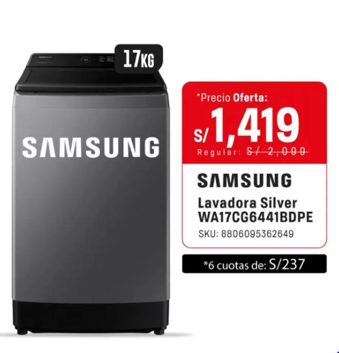 Samsung - Lavadora Silver WA17CG6441BDPE