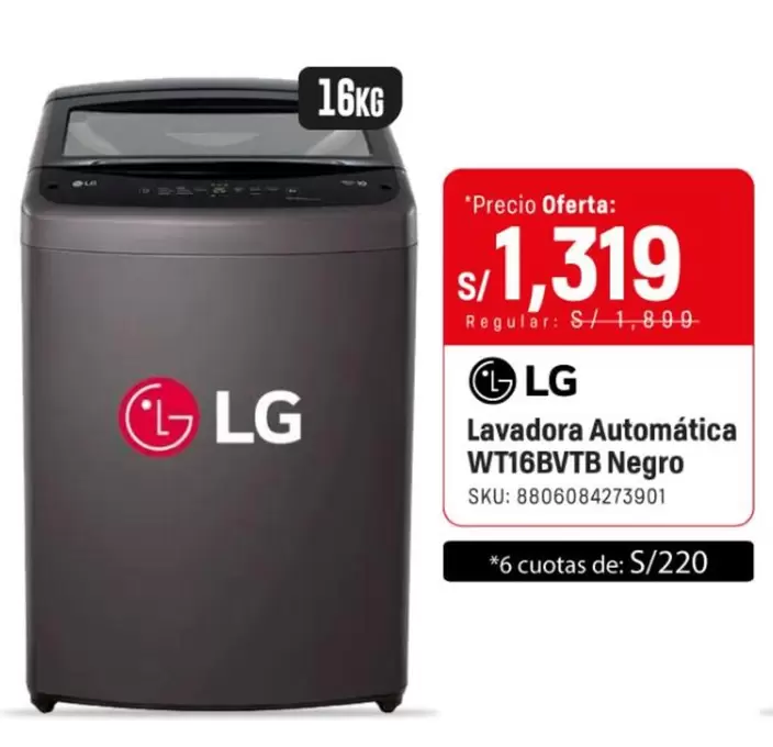Lg - Lavadora Automática WT16BVTB Negro