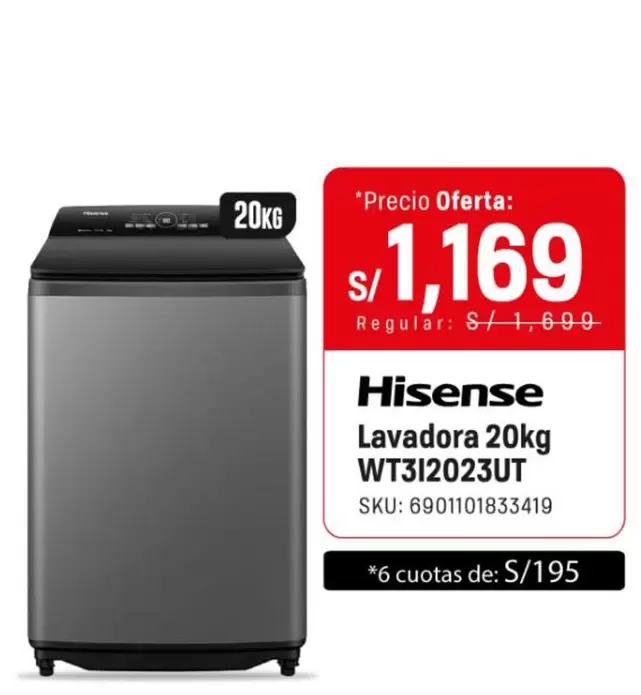 Hisense - Lavadora 20kg WT3I2023UT