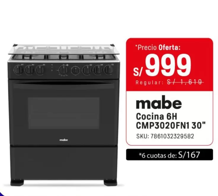 Mabe - Cocina 6H CMP3020FN1 30"