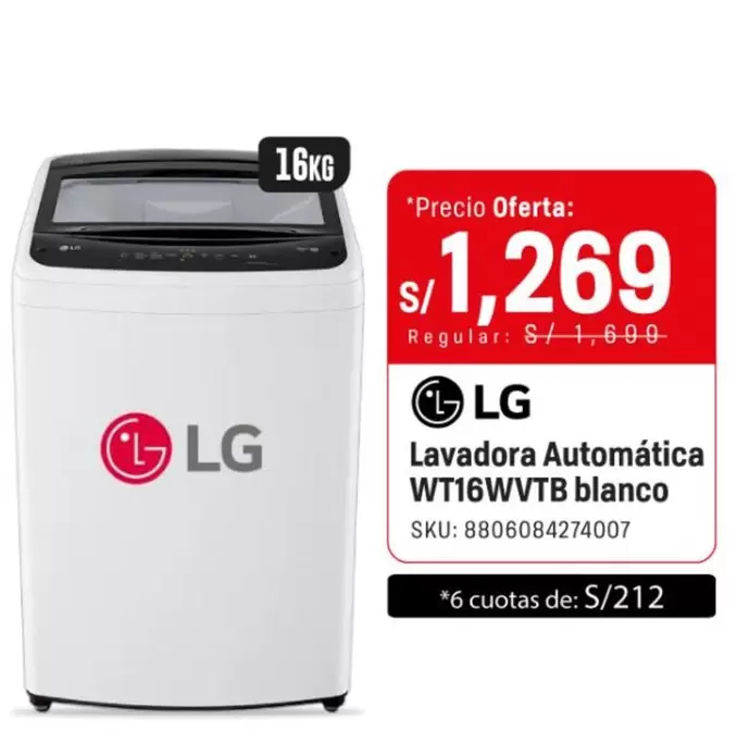 Lg - Lavadora Automática WT16WVTB blanco