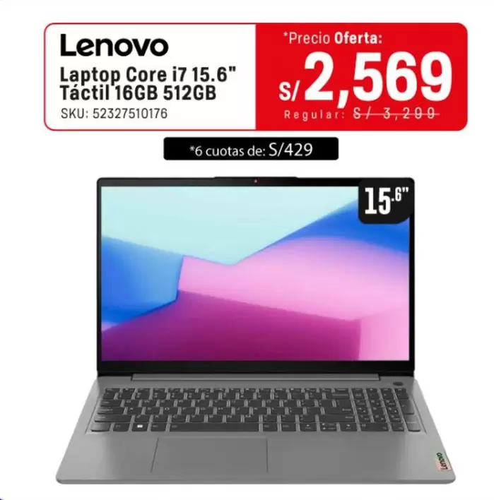 Lenovo - Laptop Core i7 15.6" Táctil 16GB 512GB