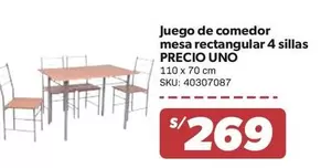 Juego de comedor mesa rectangular 4 sillas