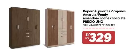 Ropero 6 puertas 2 cajones