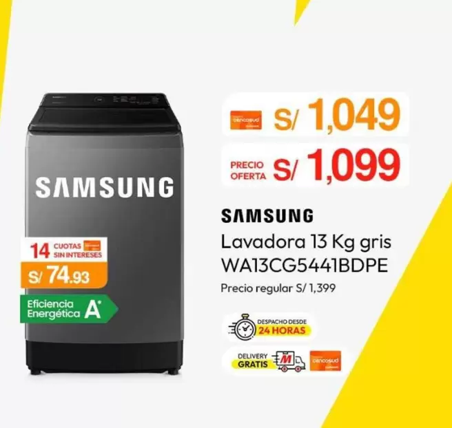 Samsung - Lavadora 13 Kg gris WA13CG5441BDPE
