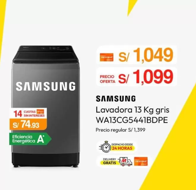 Samsung - Lavadora 13 Kg gris WA13CG5441BDPE