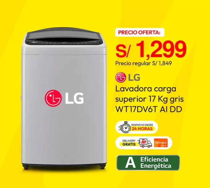 Lg - Lavadora carga superior 17 Kg gris WT17DV6T AI DD