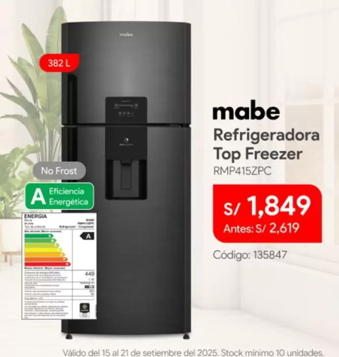 Mabe - Refrigeradora Top Freezer RMP415ZPC