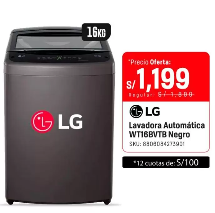 Lg - Lavadora Automática WT16BVTB Negro