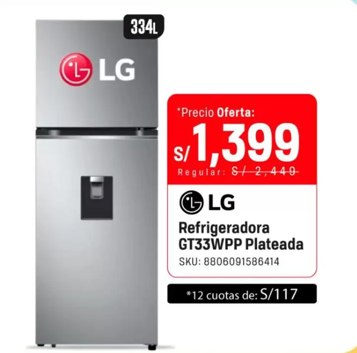 Lg - Refrigeradora GT33WPP Plateada