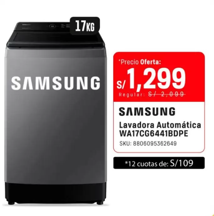 Samsung - Lavadora Automática WA17CG6441BDPE