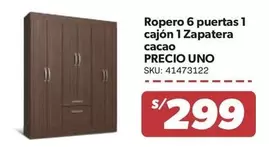Ropero 6 puertas 1 cajón 1 Zapatera