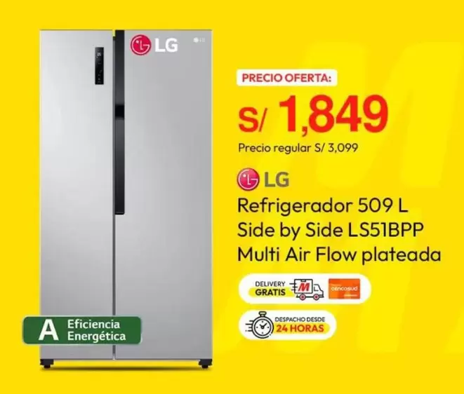 Lg - Refrigerador 509 L Side by Side LS51BPP Multi Air Flow plateada