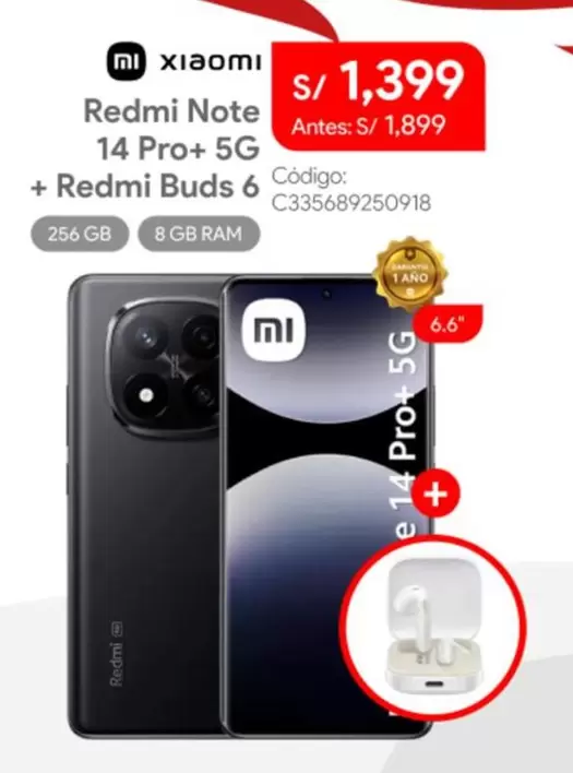Xiaomi - Redmi Note 14 Pro+ 5G + Redmi Buds 6