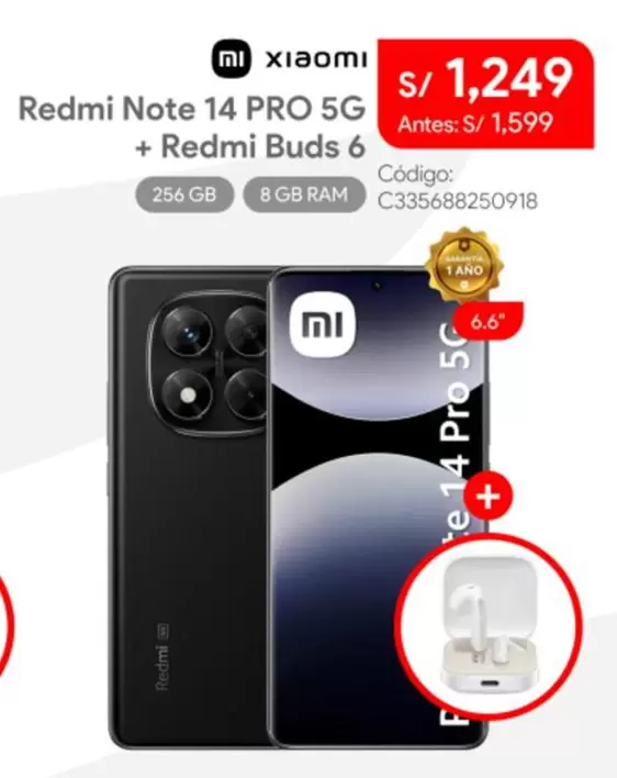 Xiaomi - Note 14 PRO 5G + Redmi Buds 6