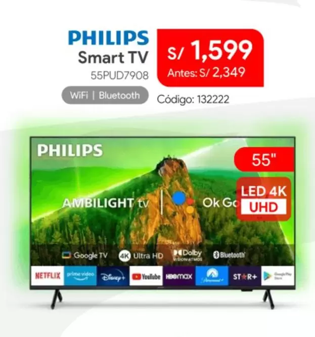 Philips - Smart TV 55PUD7908