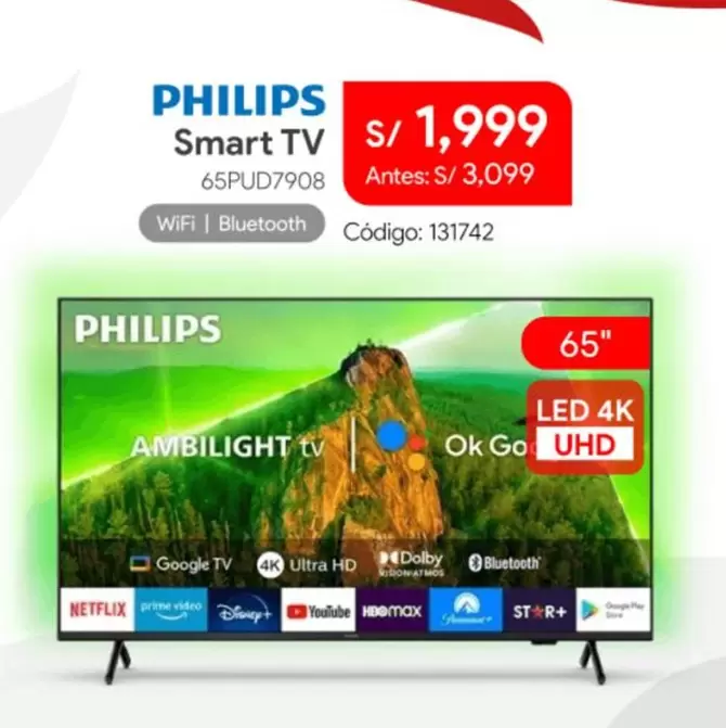 Philips - Smart TV 65PUD7908