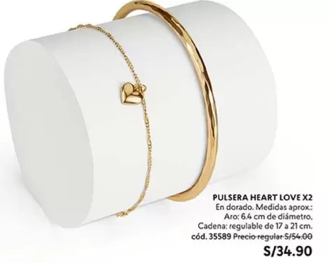 Dorado - PULSERA HEART LOVE X2