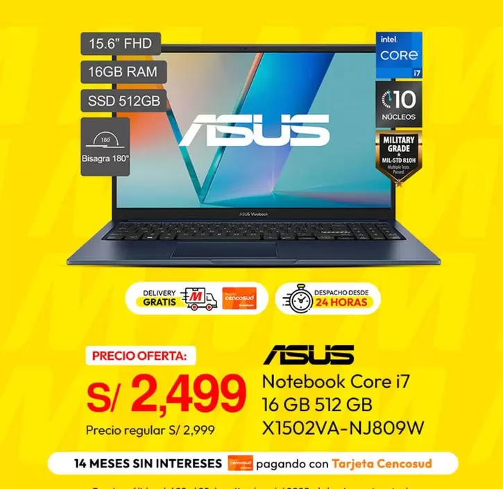 Asus - Notebook Core i7 16 GB 512 GB X1502VA-NJ809W