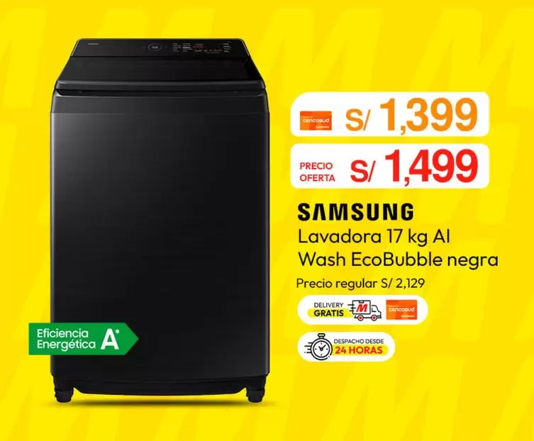 Samsung - Lavadora 17 kg Al Wash EcoBubble negra