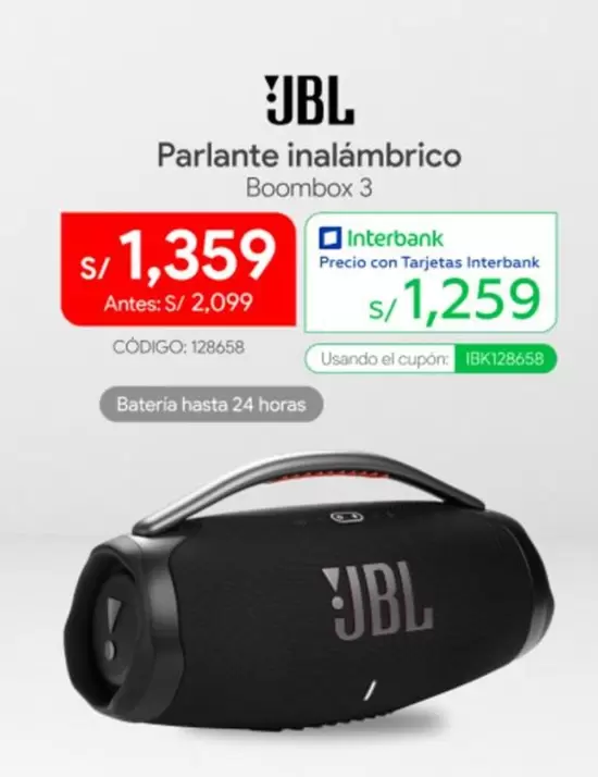 JBL - Parlante inalámbrico Boombox 3