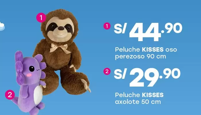 Kisses - Peluche KISSES oso perezoso, Peluche KISSES axolote