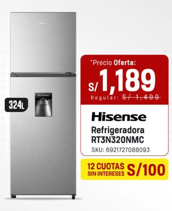 Hisense - Refrigeradora RT3N320NMC