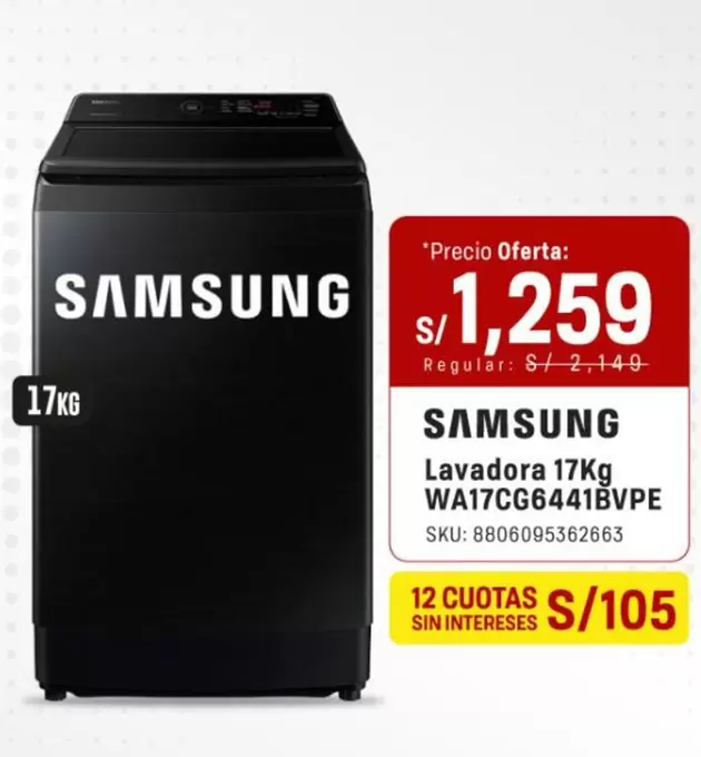 Samsung - Lavadora 17Kg WA17CG6441BVPE