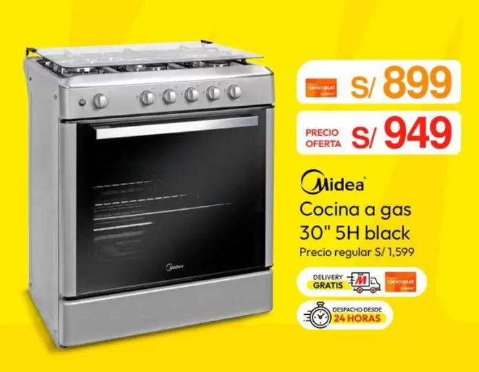 Cocina a gas 30" 5H black