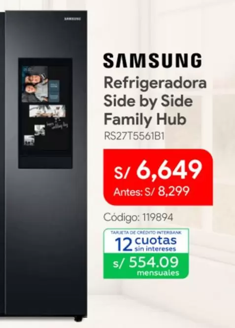 Samsung - Refrigeradora Side by Side Family Hub RS27T556181