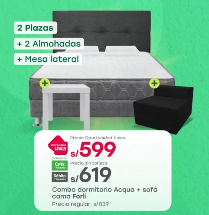 Forli - Combo dormitorio Acqua + sofá cama