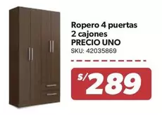 Ropero 4 puertas 2 cajones
