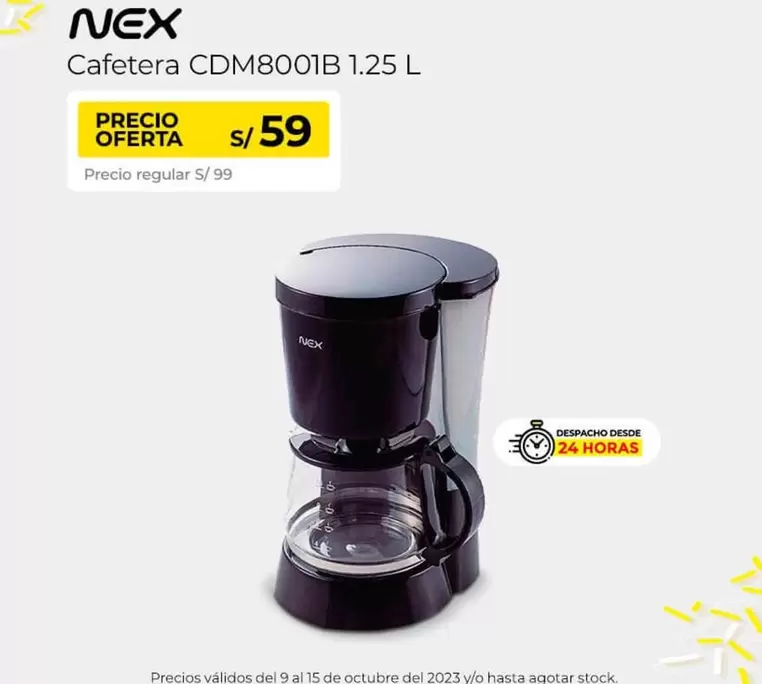 Nex - Cafetera CDM8001B 1.25 L
