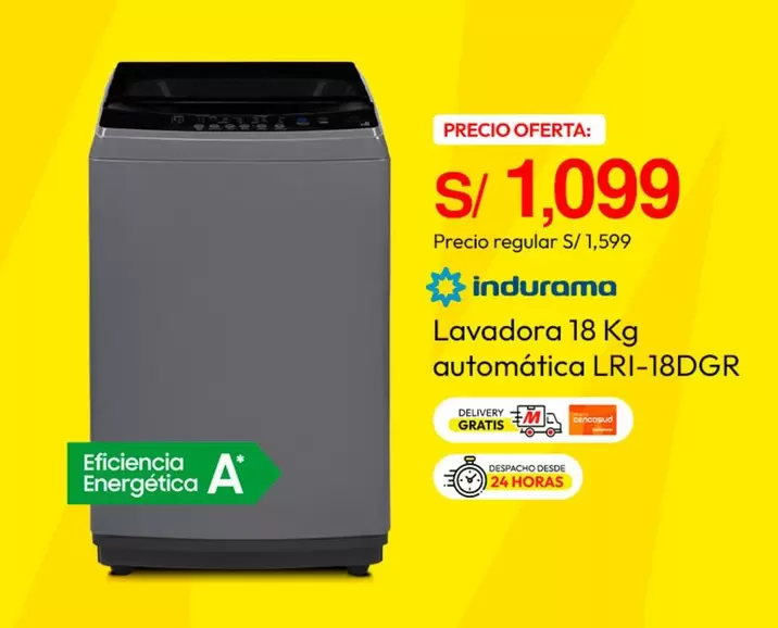Indurama - Lavadora 18 Kg automática LRI-18DGR
