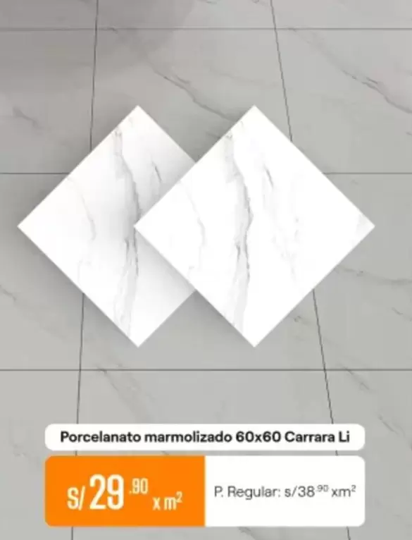 Porcelanato marmolizado 60x60 Carrara Li