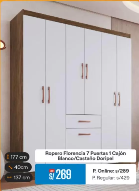 Ropero Florencia 7 Puertas 1 Cajón