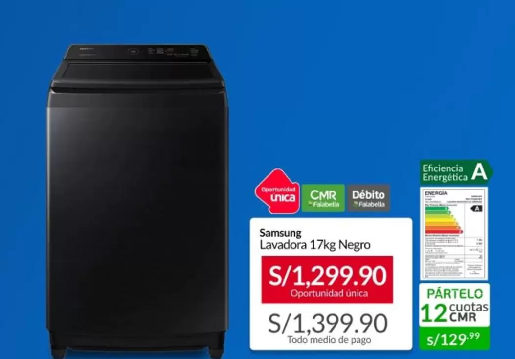 Samsung - Lavadora 17kg Negro