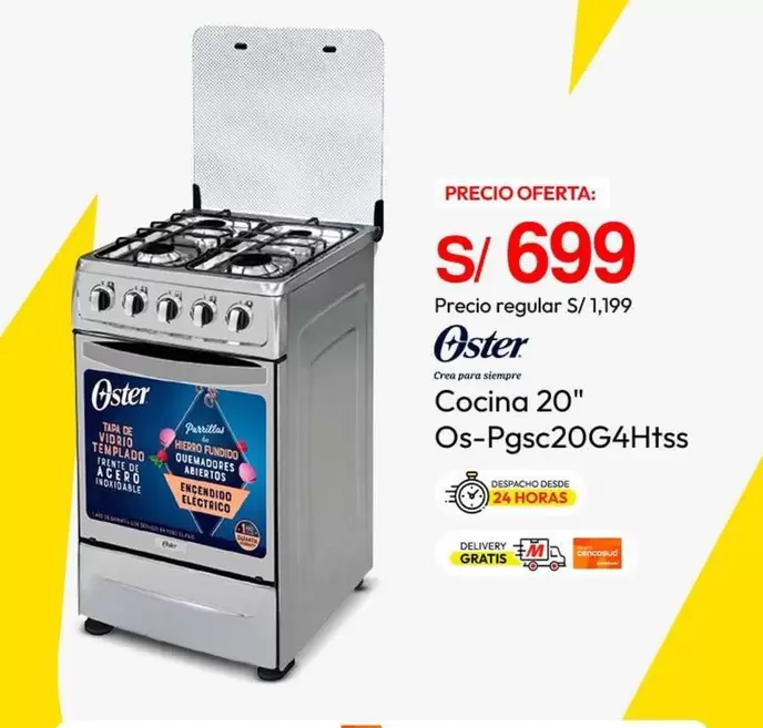 Oster - Cocina 20" Os-Pgsc20G4Htss