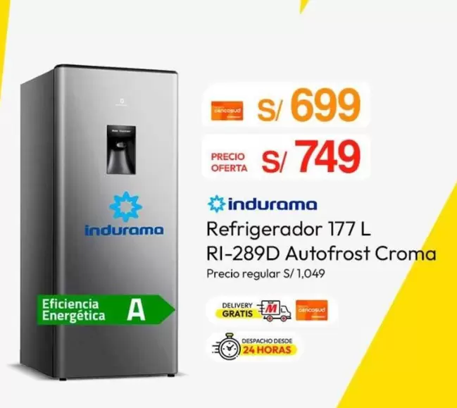 Indurama - Refrigerador 177 L RI-289D Autofrost Croma