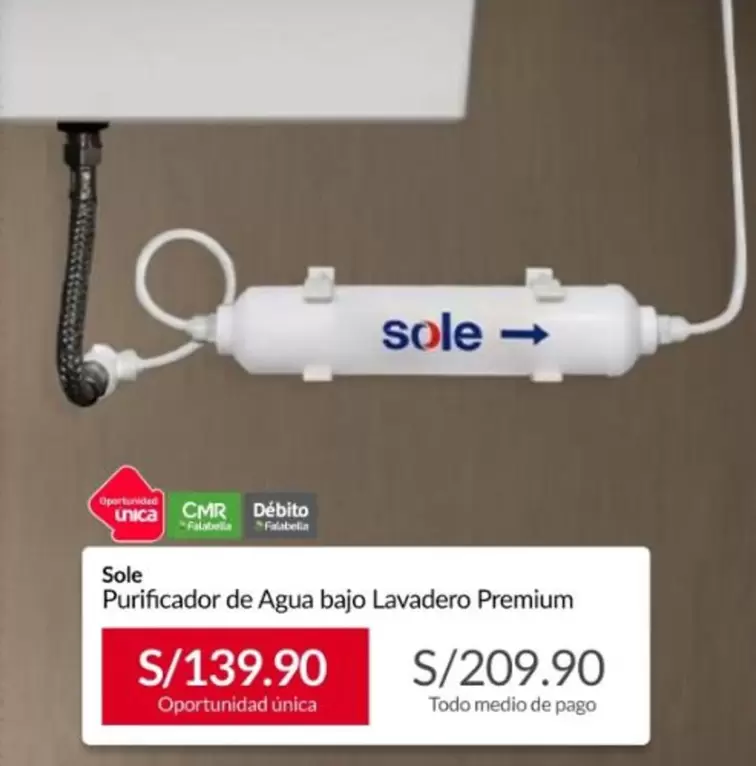 Sole - Purificador de Agua bajo Lavadero Premium