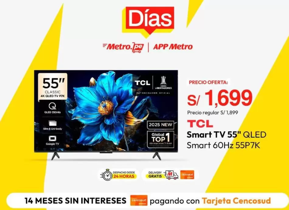 Metro - Smart TV 55" QLED Smart 60Hz 55P7K