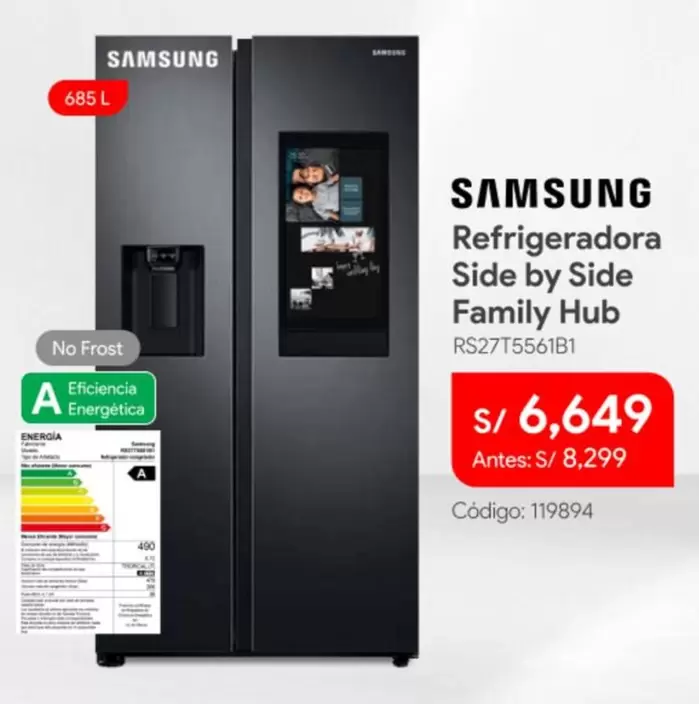Samsung - Refrigeradora Side by Side Family Hub RS27T5561B1